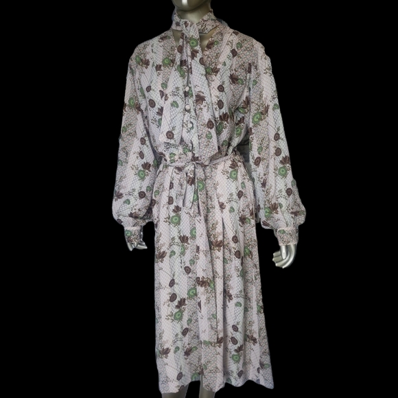 Cream Vintage Secretary Dress 70s 80s - Picture 1 of 9